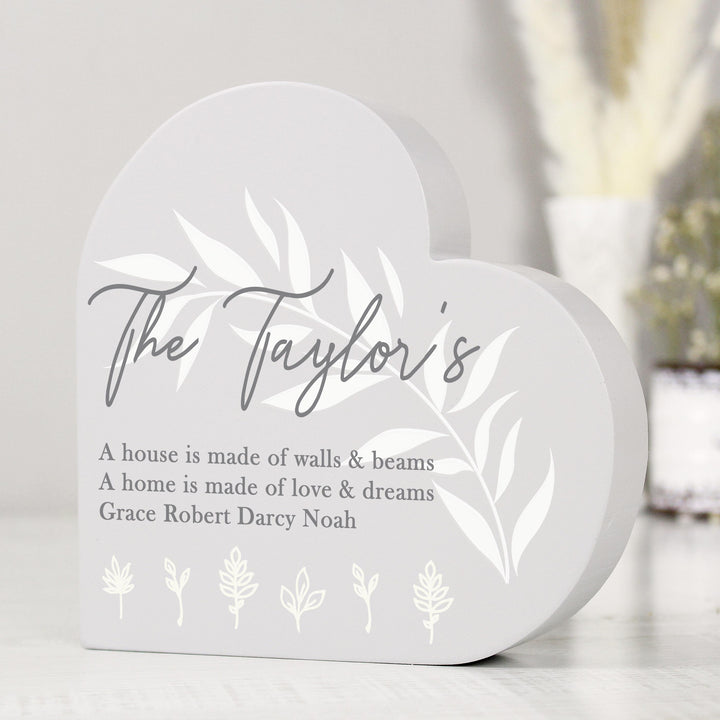 Personalised Leaf Decor Free Standing Heart Ornament – alternative view