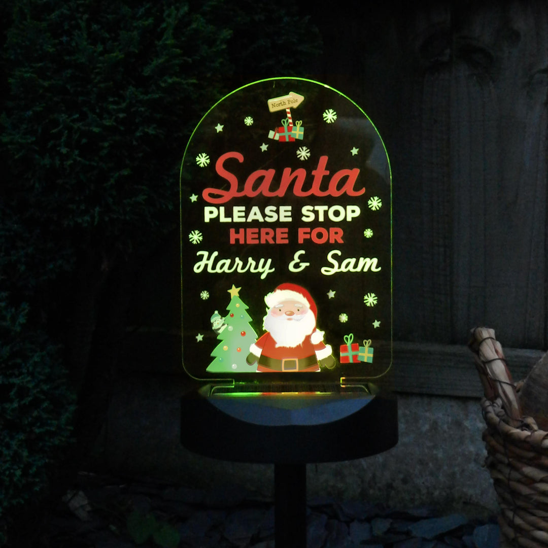 Personalised Santa Stop Here Outdoor Solar Light – alternative view