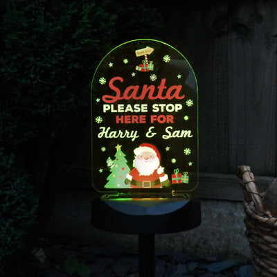 Personalised Santa Stop Here Outdoor Solar Light