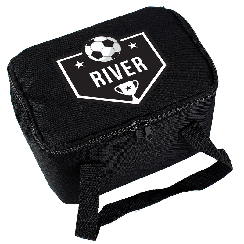 Personalised Football Black Lunch Bag