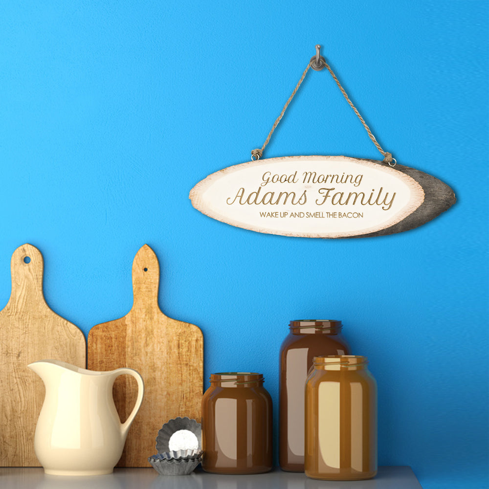 Personalised Good Morning Family Wooden Sign