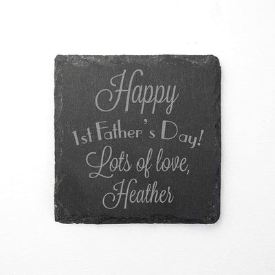 Treat Happy 1st Father's Day Square Slate Keepsake