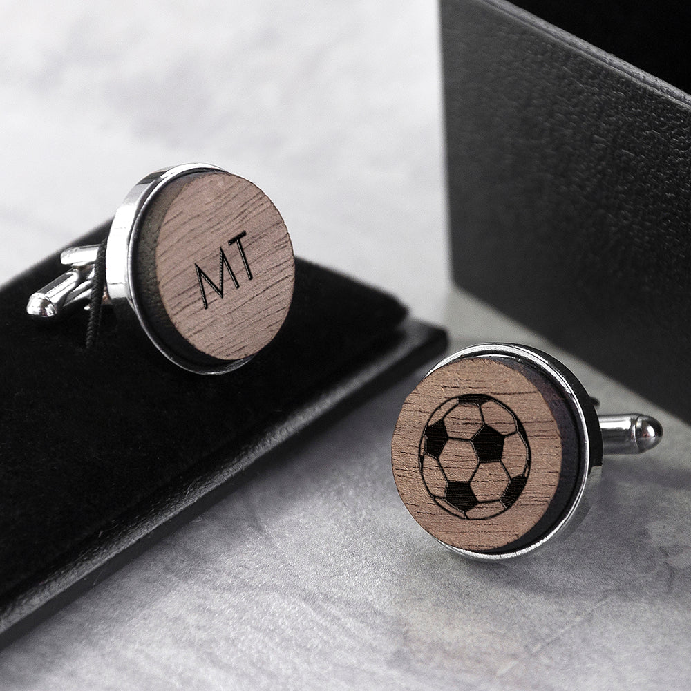 Personalised Iconic Pursuits Engraved Round Walnut Cufflinks