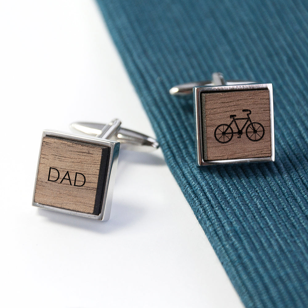 Personalised Iconic Pursuits Engraved Square Walnut Cufflinks