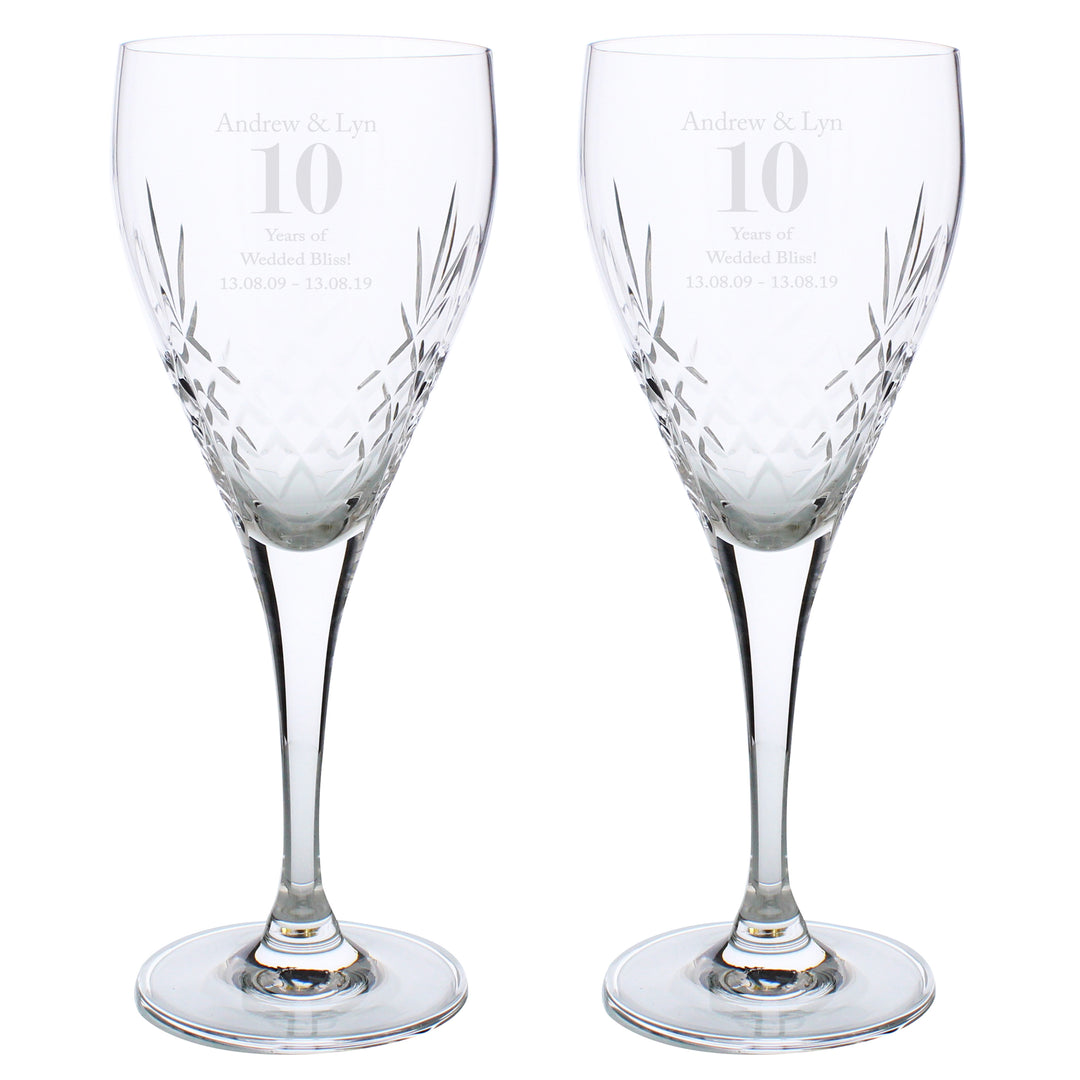 Personalised Anniversary Pair of Crystal Wine Glasses – alternative view