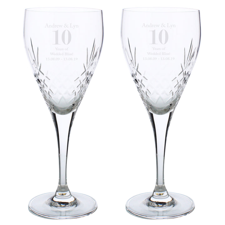 Personalised Anniversary Pair of Crystal Wine Glasses – alternative view