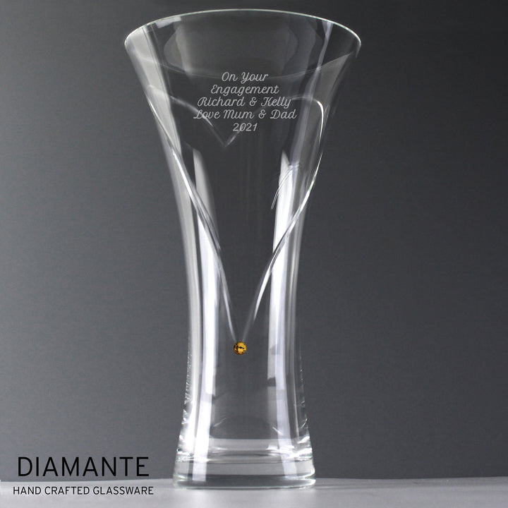 Personalised Large Hand Cut Gold Diamante Heart Vase with Swarovski Elements – alternative view