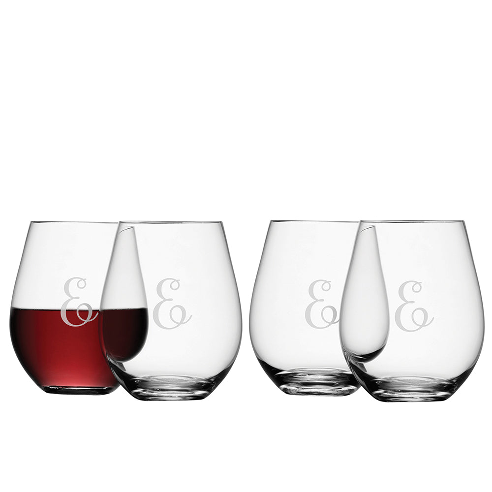 LSA Personalised Stemless Red Wine Glasses Set of 4