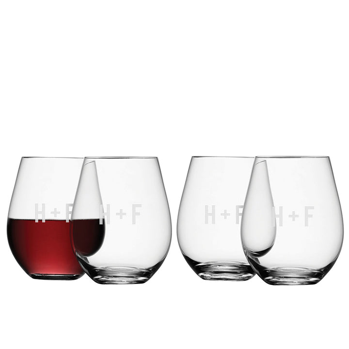 Personalised Monogrammed LSA Stemless Red Wine Glass - Set of 4
