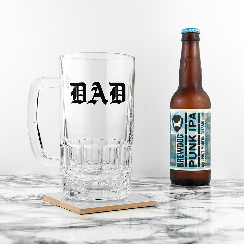 Personalised Medieval Text Monogram Beer Glass Tankard