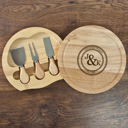 Personalised Monogram Couple Cheese Board Set