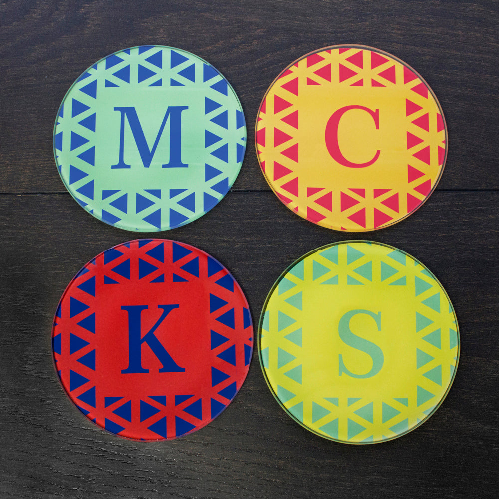 Personalised Set of Four Glass Coasters - Vibrant Design