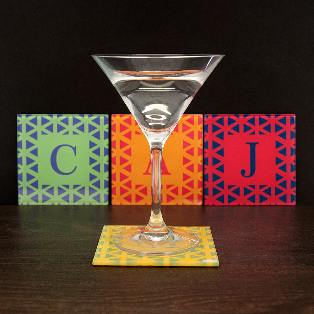 Personalised Set of Four Glass Coasters - Vibrant Design