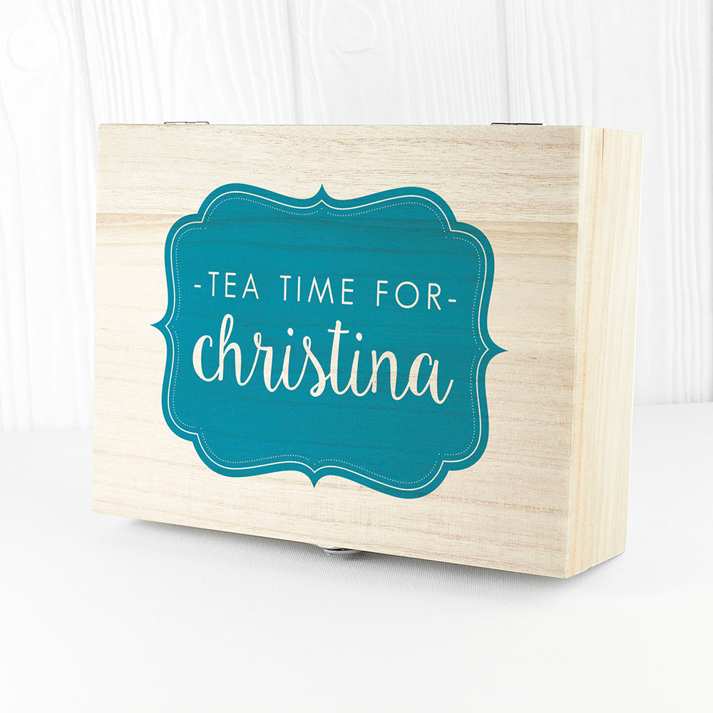Time For Tea! Colourful Personalised Wooden Tea Box