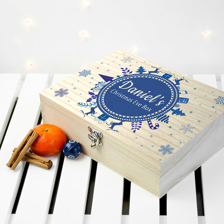 Personalised Christmas Eve Box With Snowflake Wreath