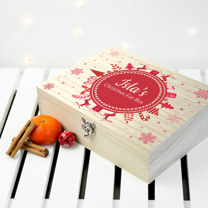 Personalised Christmas Eve Box With Snowflake Wreath
