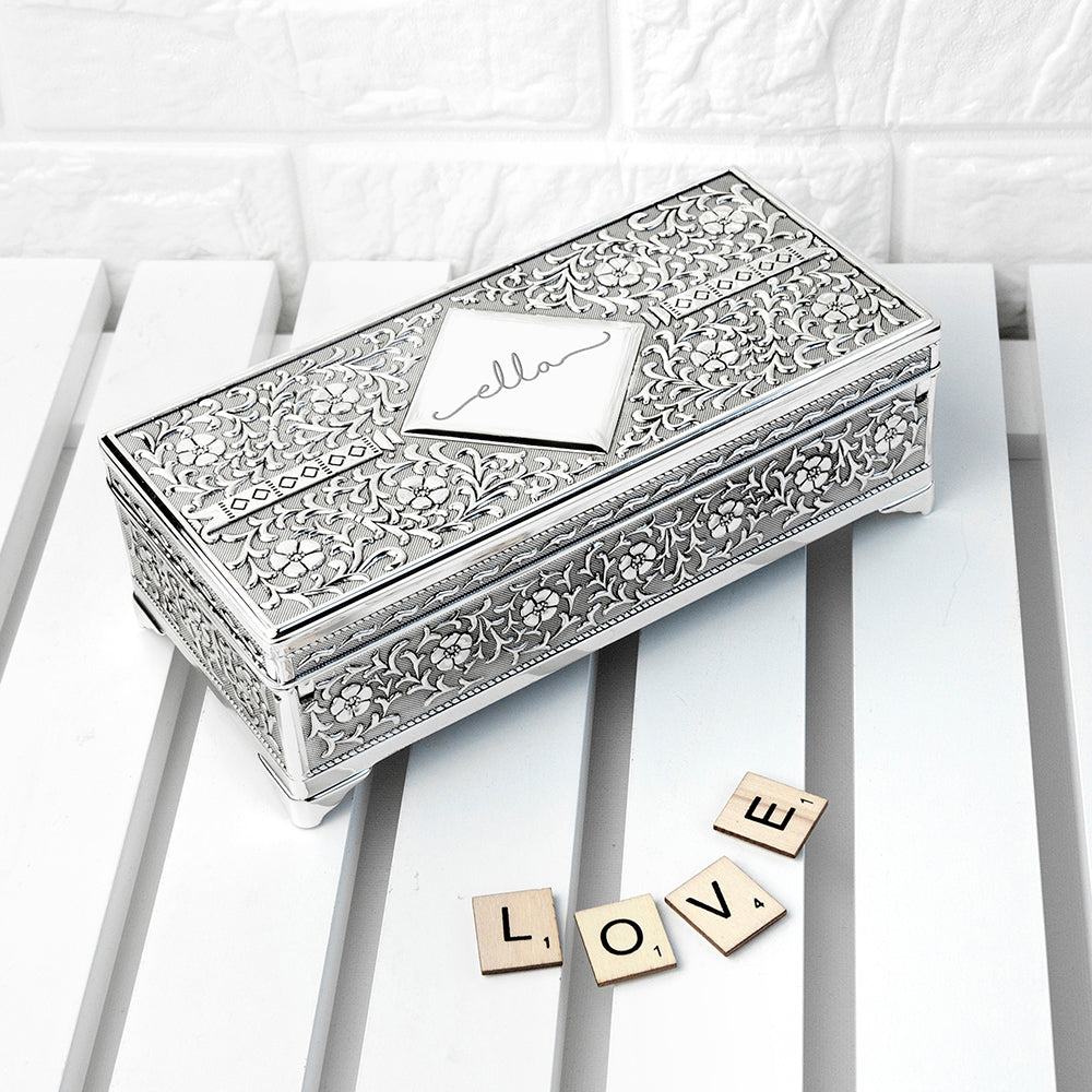 Personalised Silver Trinket Box, The Personal Shop, personalised gifts