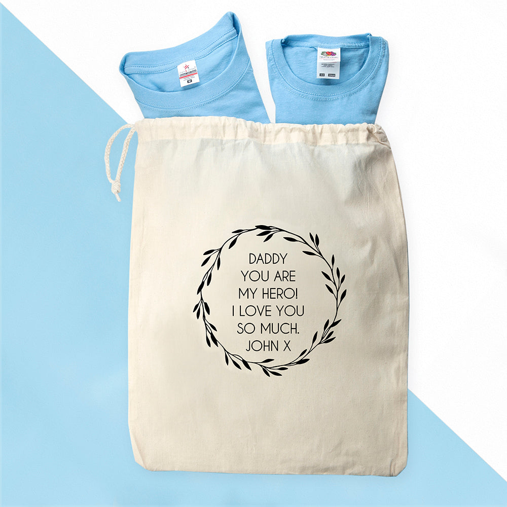 Personalised Daddy and Me Here Comes Trouble Blue T-Shirts