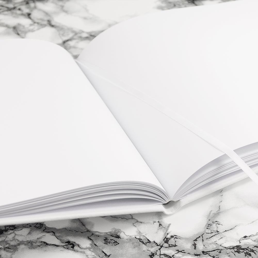 Personalised Engraved White Leather Wedding Guest Book