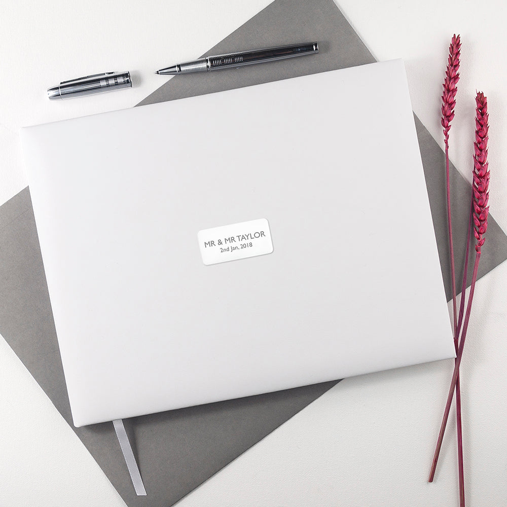 Personalised White Leather Wedding Guest Book, The Personal Shop, personalised gifts
