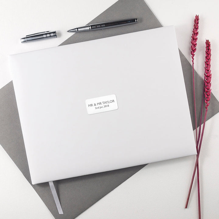 Personalised White Leather Wedding Guest Book, The Personal Shop, personalised gifts