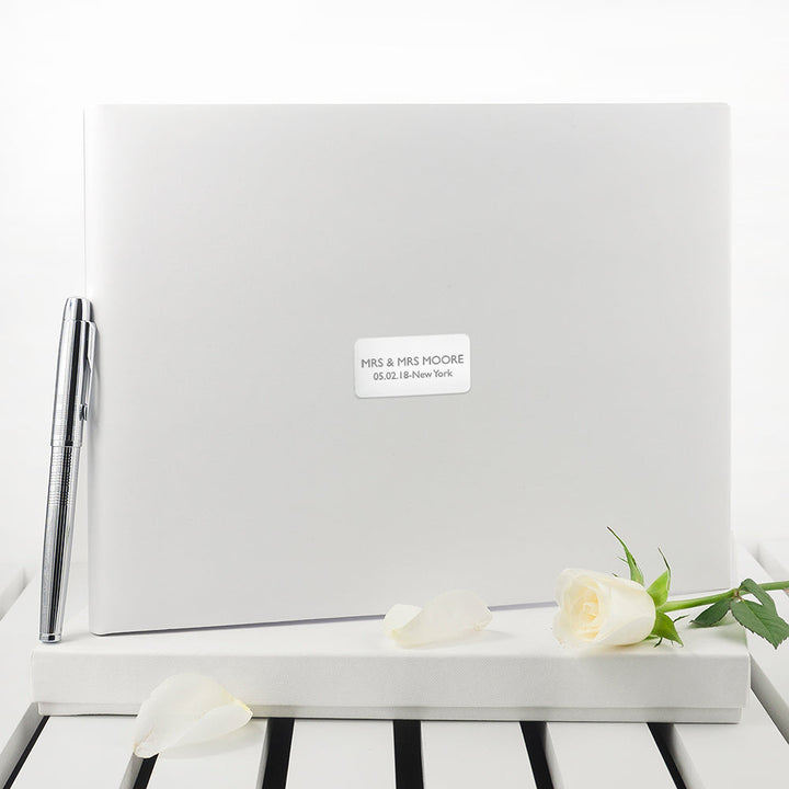 Personalised White Leather Wedding Guest Book, The Personal Shop, personalised gifts