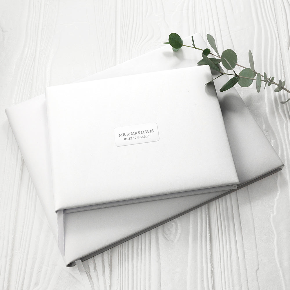 Personalised White Leather Wedding Guest Book, The Personal Shop, personalised gifts