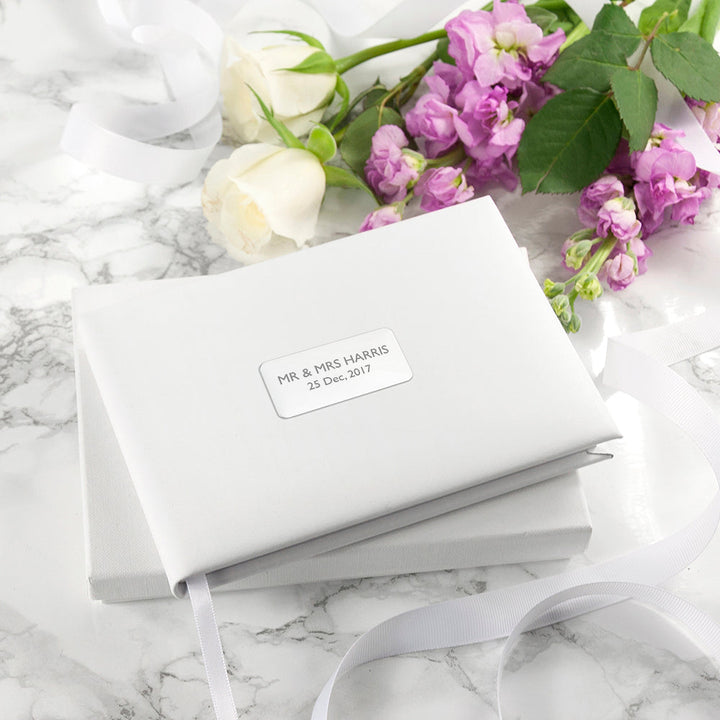 Personalised White Leather Wedding Guest Book, The Personal Shop, personalised gifts