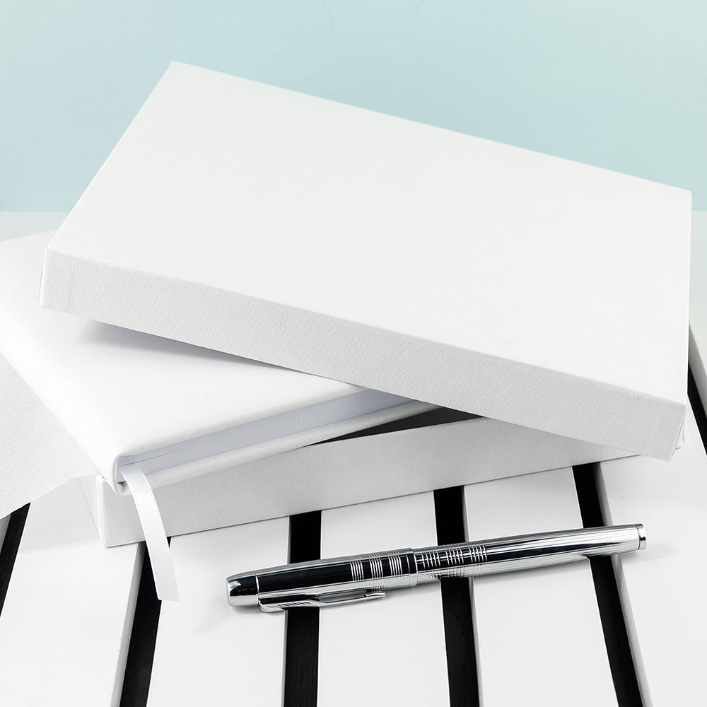 Personalised White Leather Wedding Guest Book, The Personal Shop, personalised gifts