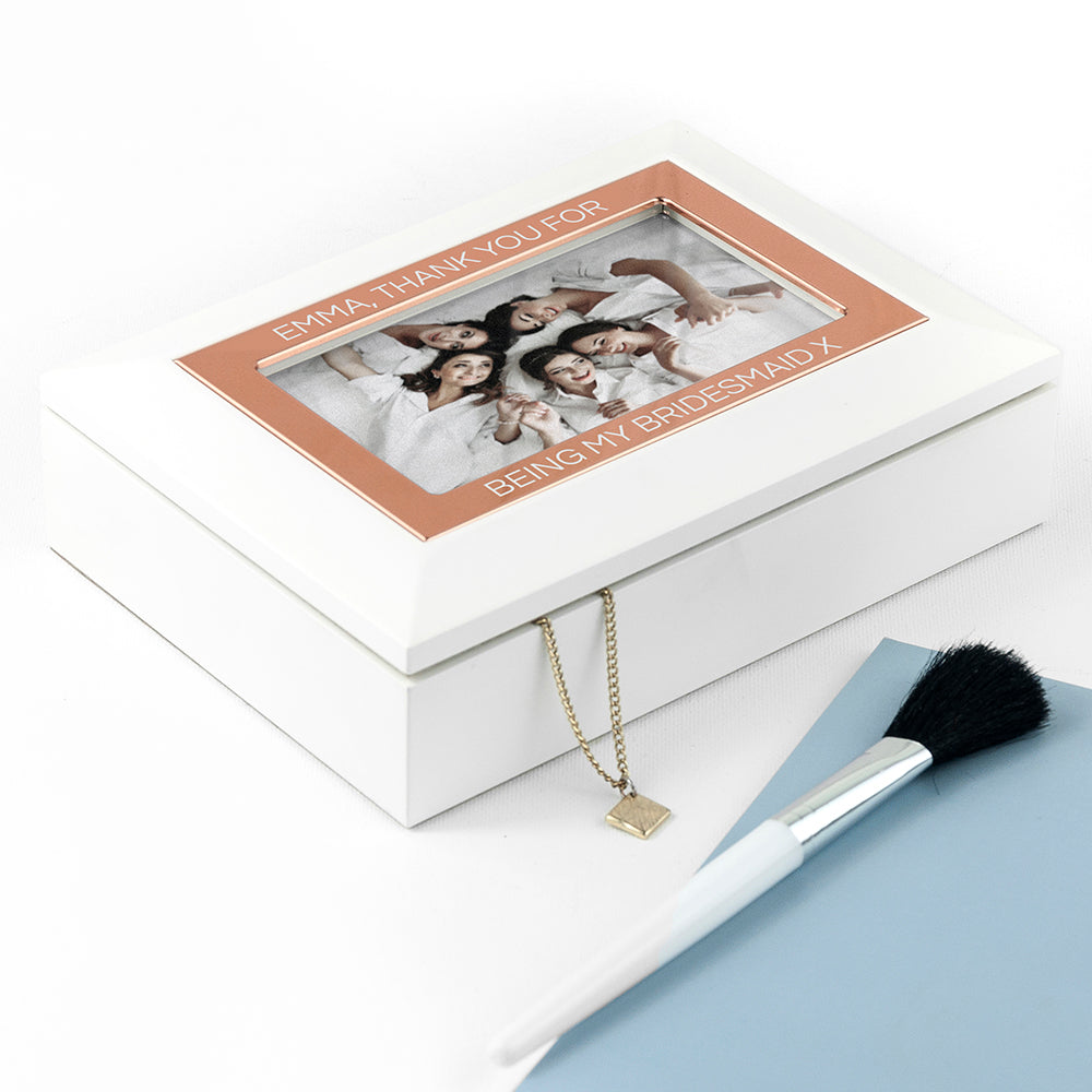 Personalised White And Rose Gold Photo Jewellery Box – alternative view