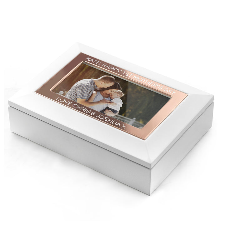 Personalised White And Rose Gold Photo Jewellery Box – alternative view