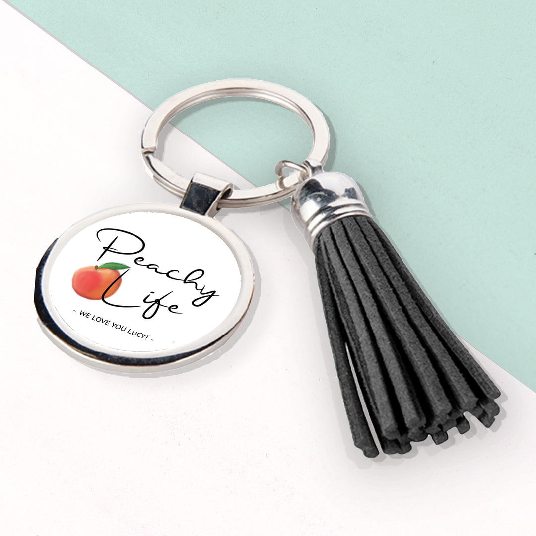 Personalised Peachy Life Tassle Keyring