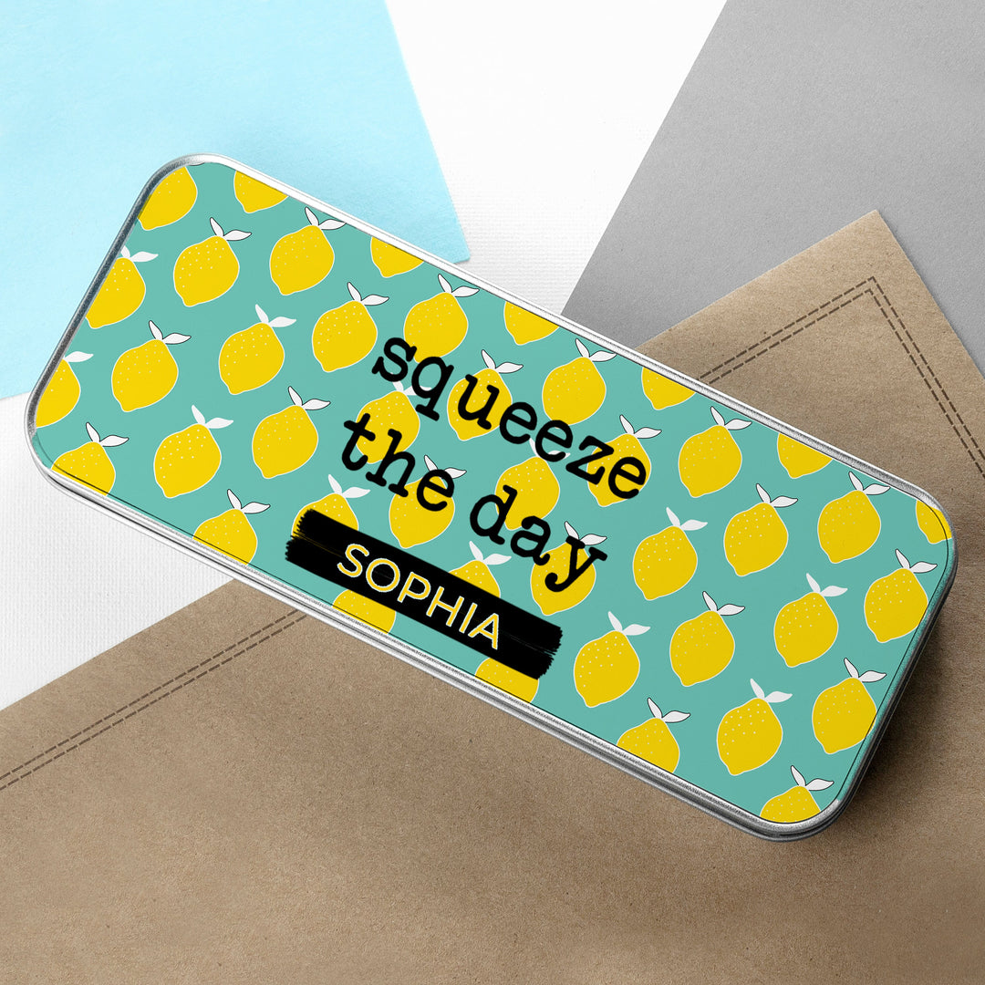 Personalised Squeeze The Day Pencil Case