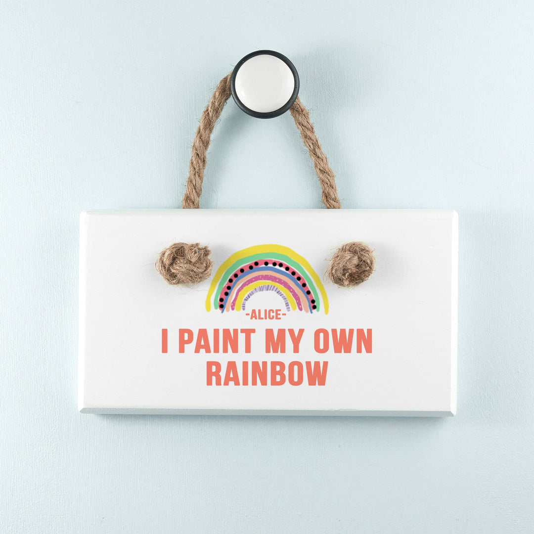 Personalised My Own Rainbow White Hanging Sign