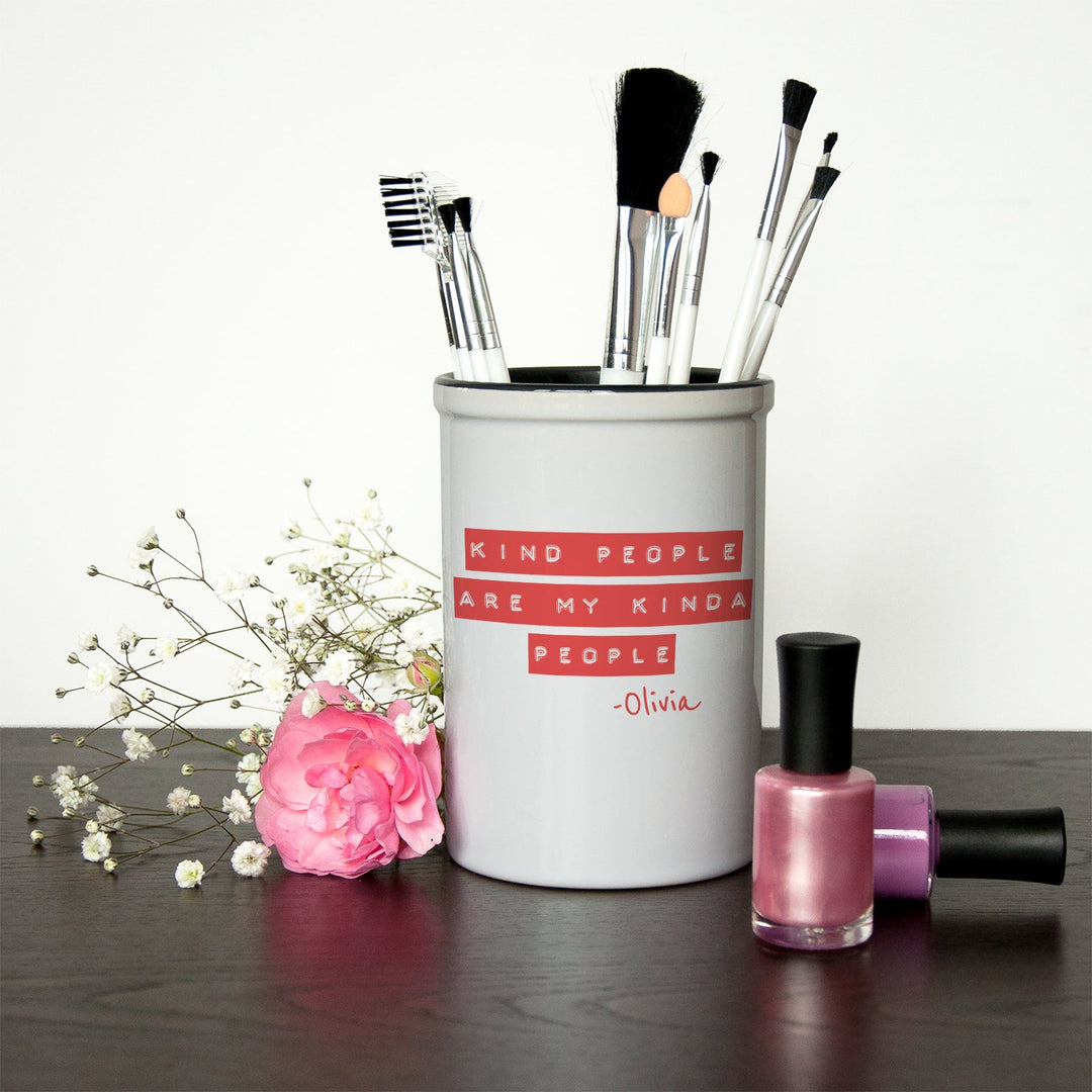 Personalised Kind People (Red) Brush Holder