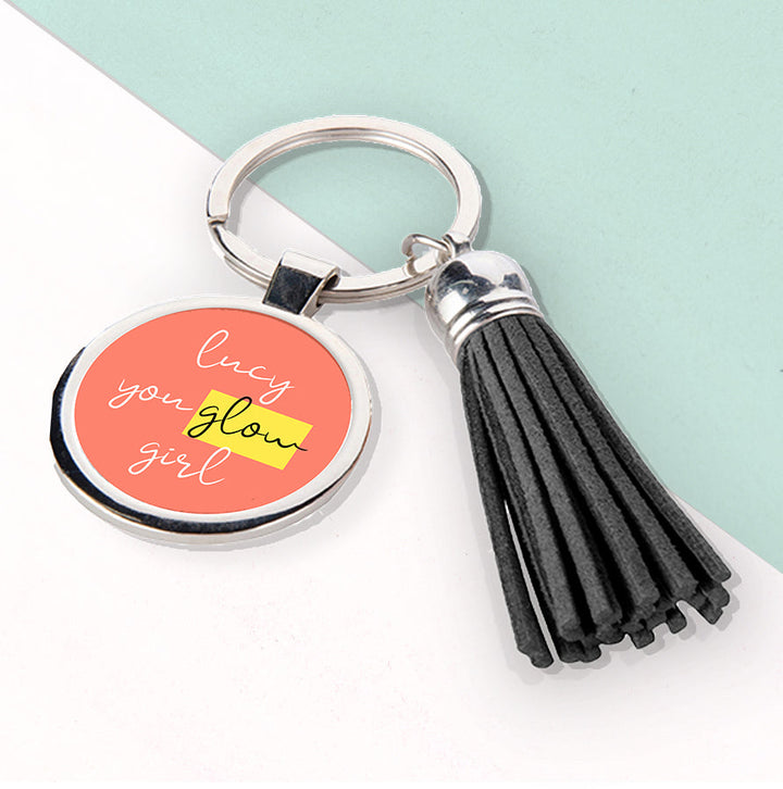 Personalised You Glow Girl Tassle Keyring