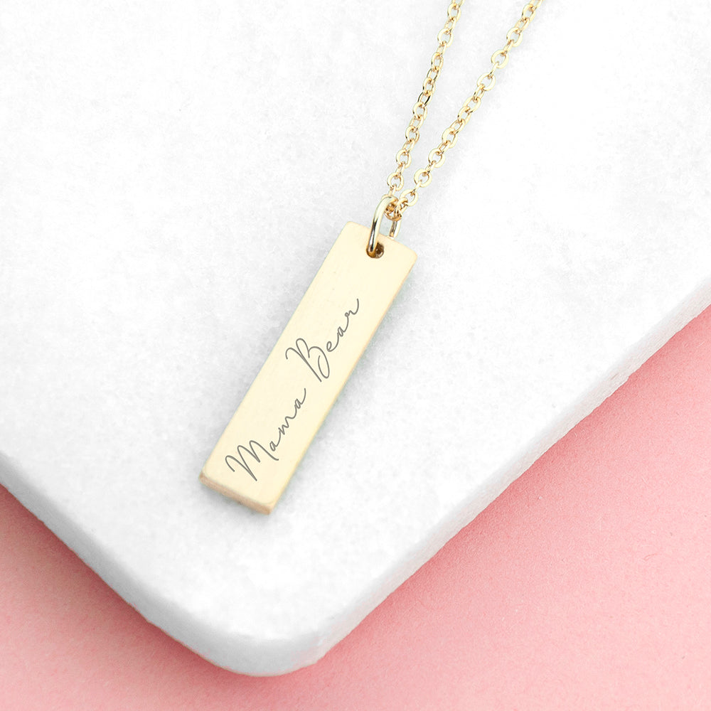 Personalised Handwriting Bar Necklace – alternative view