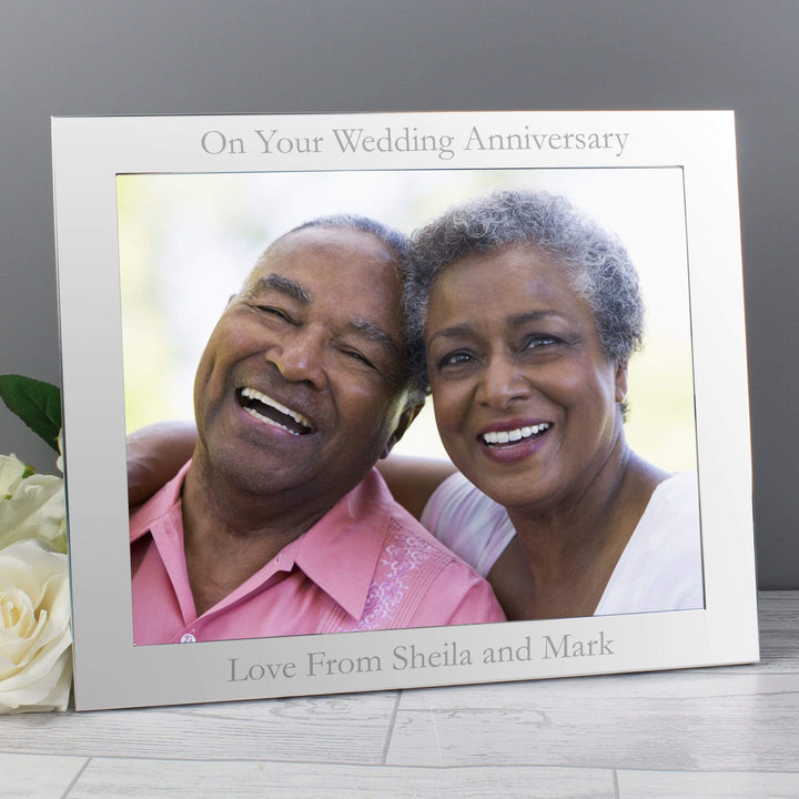 Personalised Memento Photo Frames, Albums and Guestbooks Personalised 10x8 Landscape Silver Photo Frame