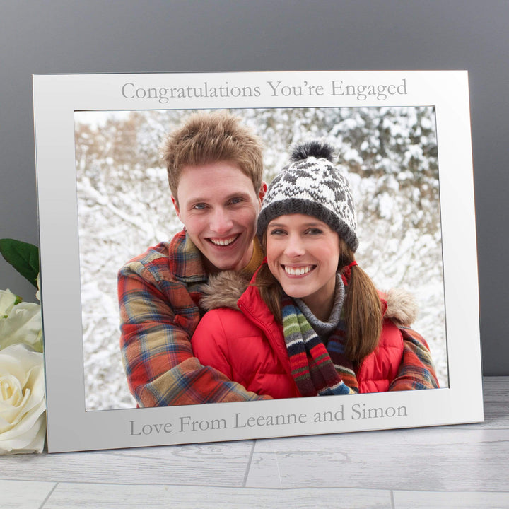 Personalised Memento Photo Frames, Albums and Guestbooks Personalised 10x8 Landscape Silver Photo Frame