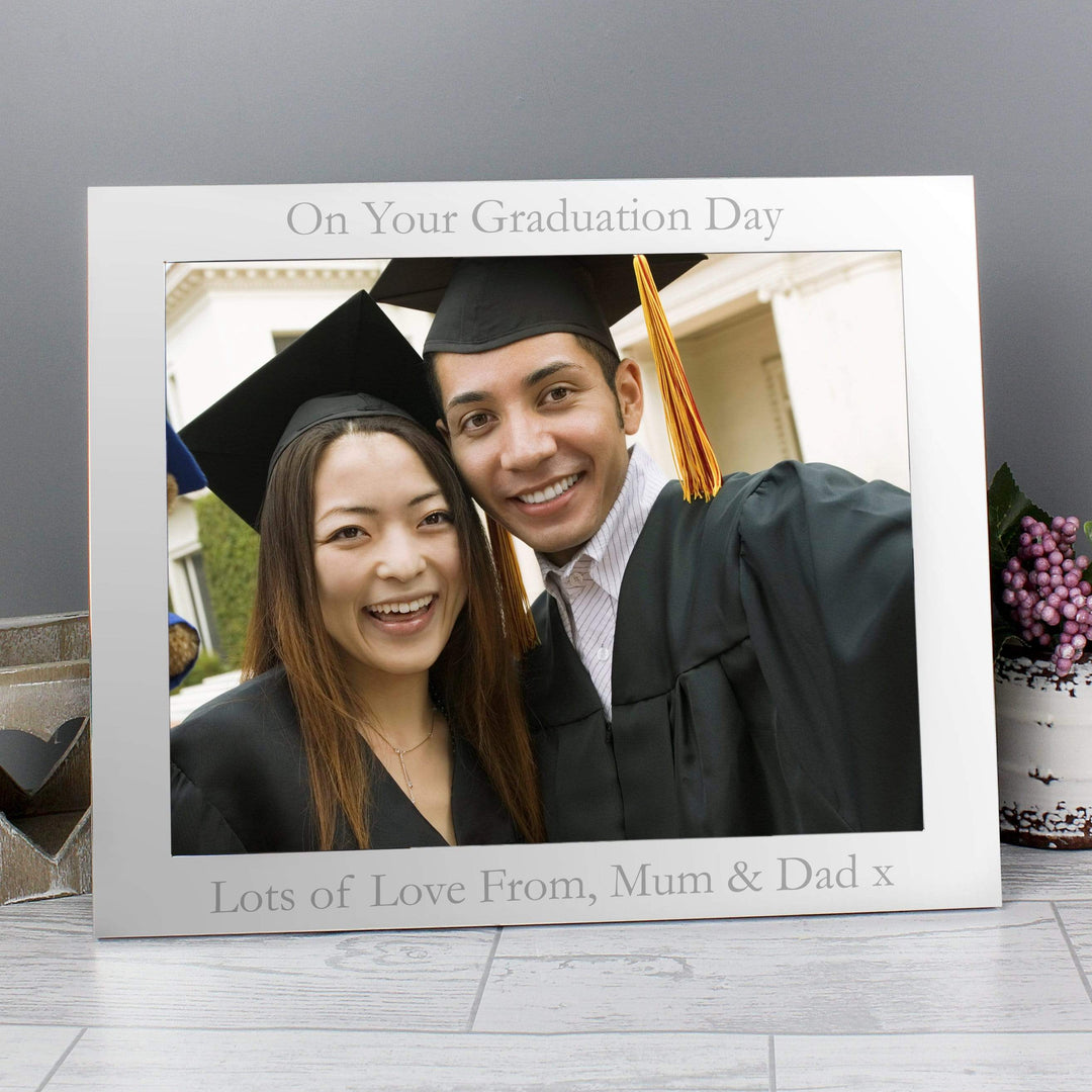 Personalised Memento Photo Frames, Albums and Guestbooks Personalised 10x8 Landscape Silver Photo Frame