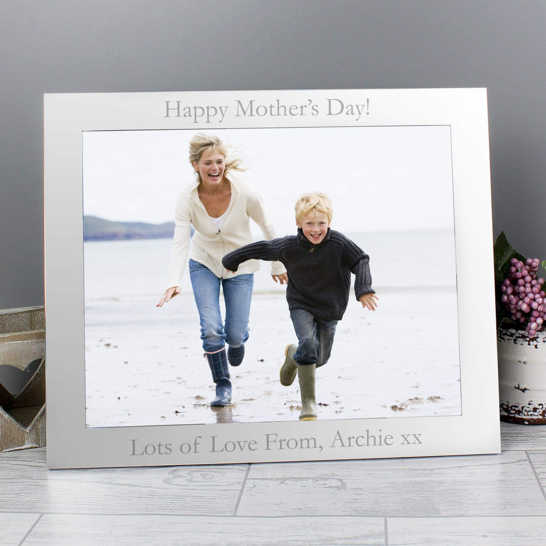 Personalised Memento Photo Frames, Albums and Guestbooks Personalised 10x8 Landscape Silver Photo Frame