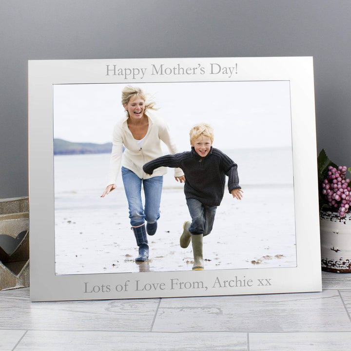 Personalised Memento Photo Frames, Albums and Guestbooks Personalised 10x8 Landscape Silver Photo Frame