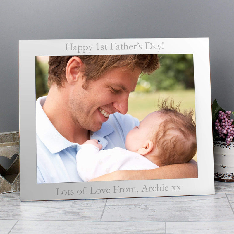 Personalised Memento Photo Frames, Albums and Guestbooks Personalised 10x8 Landscape Silver Photo Frame