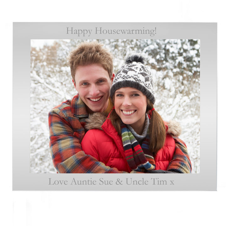 Personalised Memento Photo Frames, Albums and Guestbooks Personalised 10x8 Landscape Silver Photo Frame