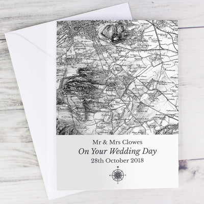 Personalised Memento Greetings Cards Personalised 1805 - 1874 Old Series Map Compass Card