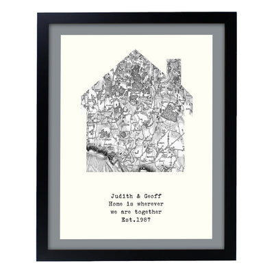 Personalised Memento Framed Prints & Canvases Personalised 1805 - 1874 Old Series Map Home Black Framed Print
