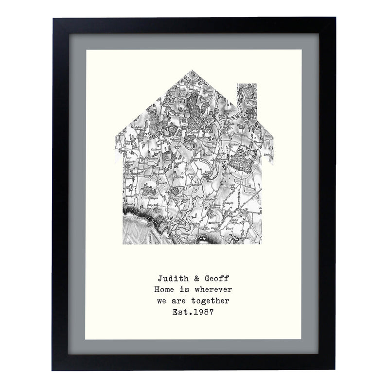 Personalised Memento Framed Prints & Canvases Personalised 1805 - 1874 Old Series Map Home Black Framed Print