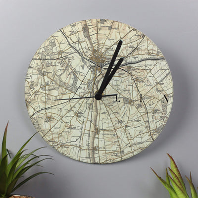 Personalised Memento Clocks & Watches Personalised 1896 - 1904 Glass Map Clock