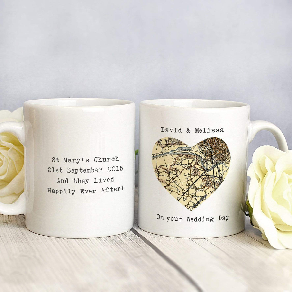 Personalised Memento Mugs Personalised 1896 - 1904 Revised New Map Heart Mug
