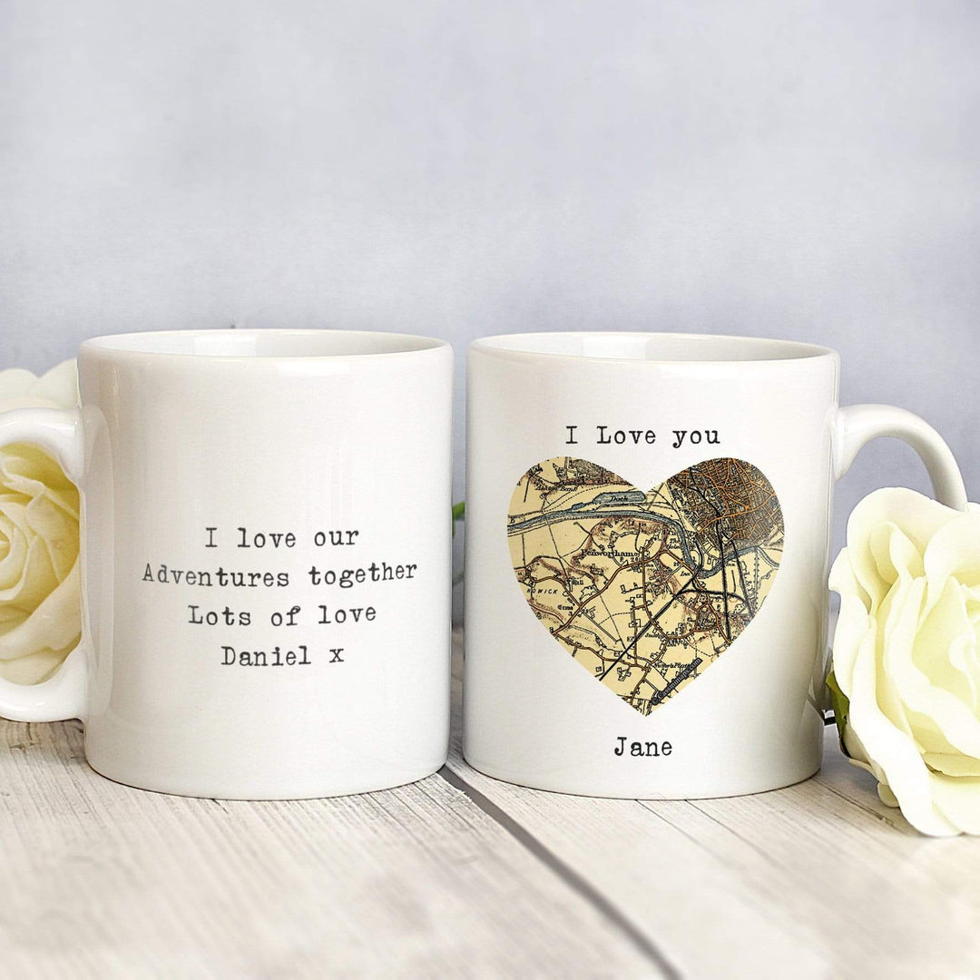 Personalised Memento Mugs Personalised 1896 - 1904 Revised New Map Heart Mug